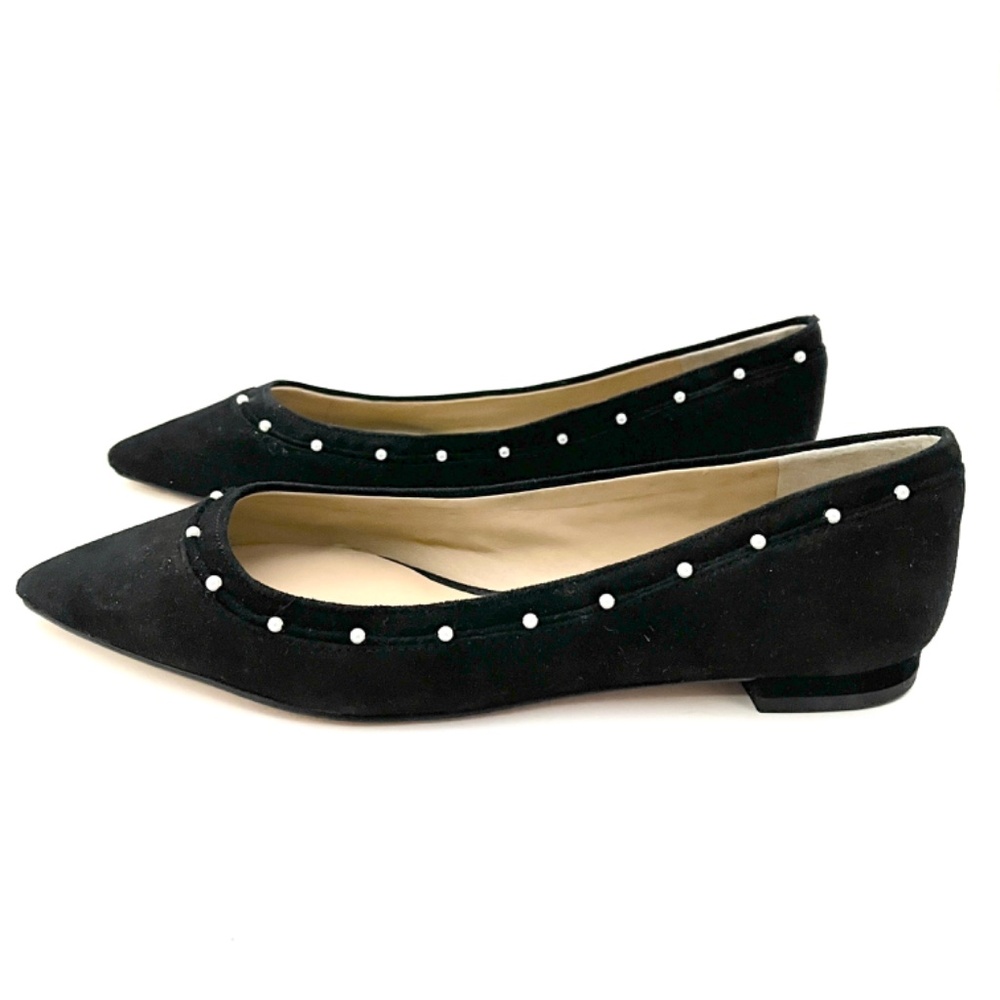 Ann Taylor Flats Black Suede with Pearl Trim - Picture 2 of 9